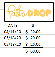 Pasta Drop log