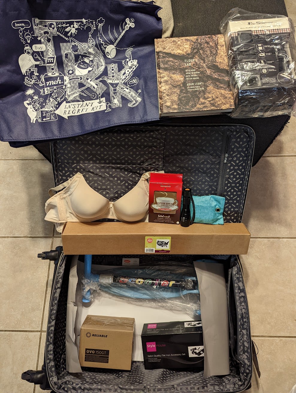 a photo of the instant regret kit contents as described below.