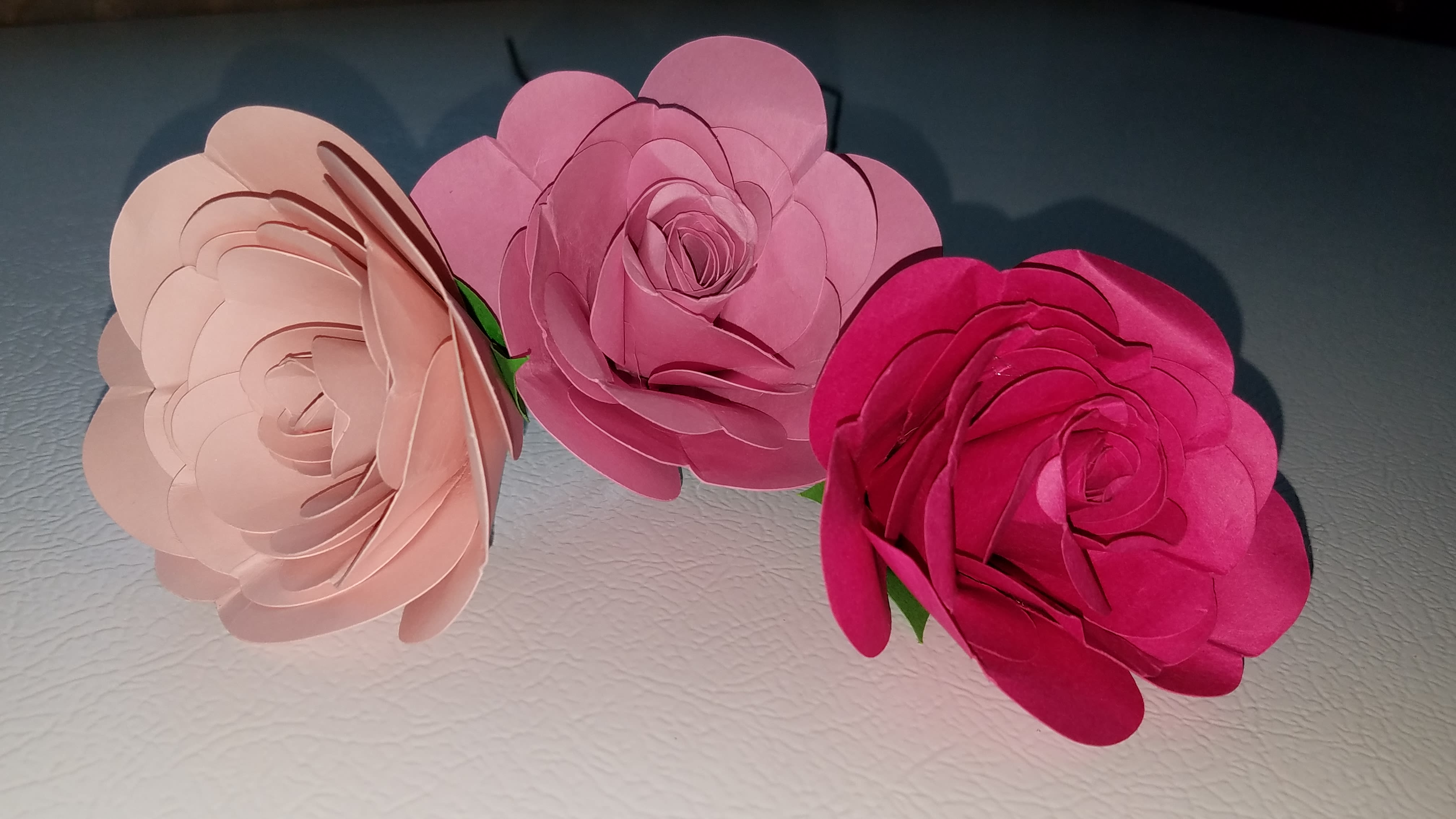 3 paper roses