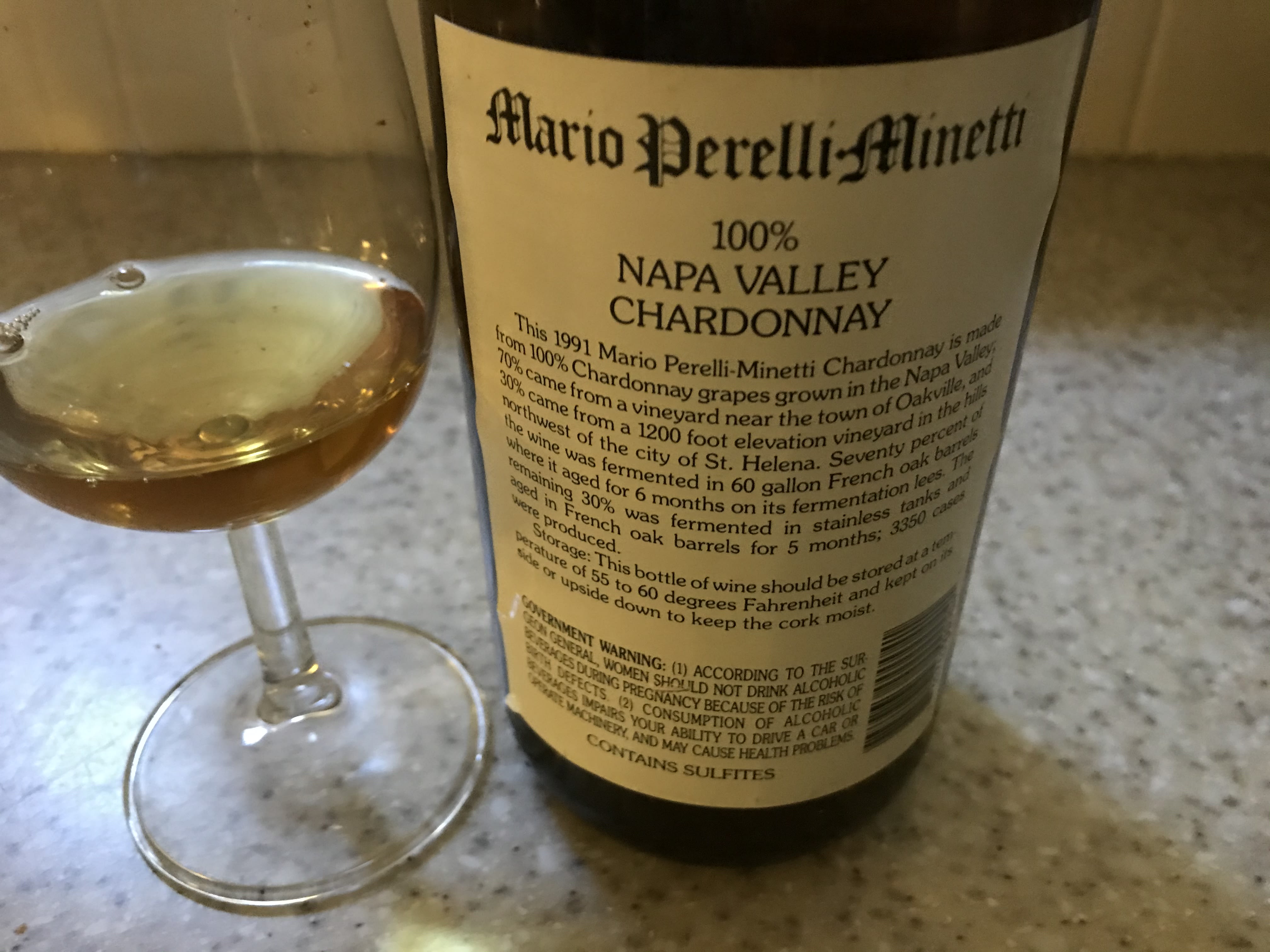 glass and obverse label