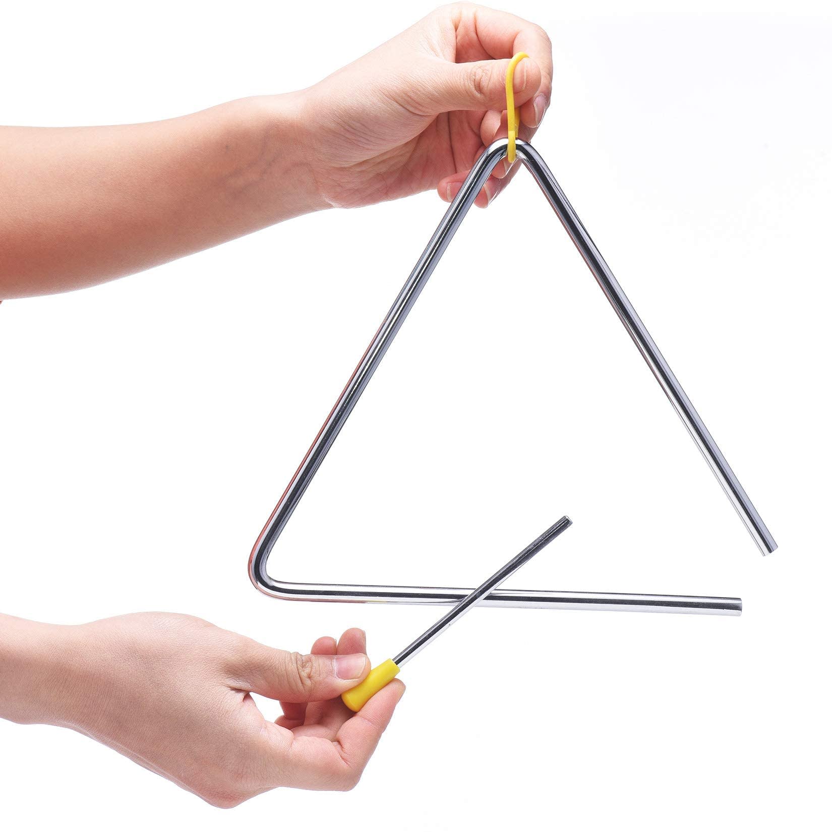 A person playing a triangle