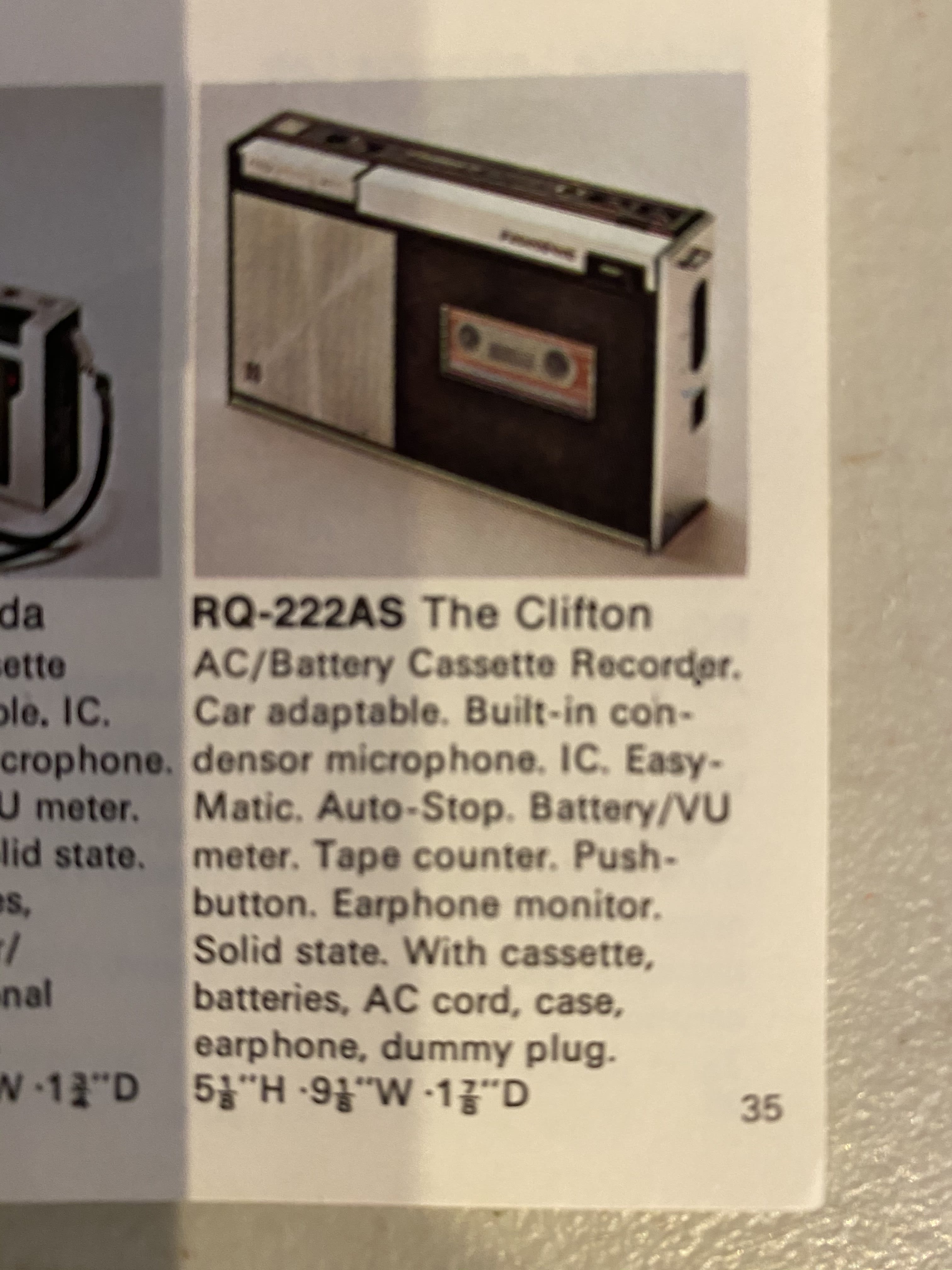 Panasonic Clifton RQ-222AS