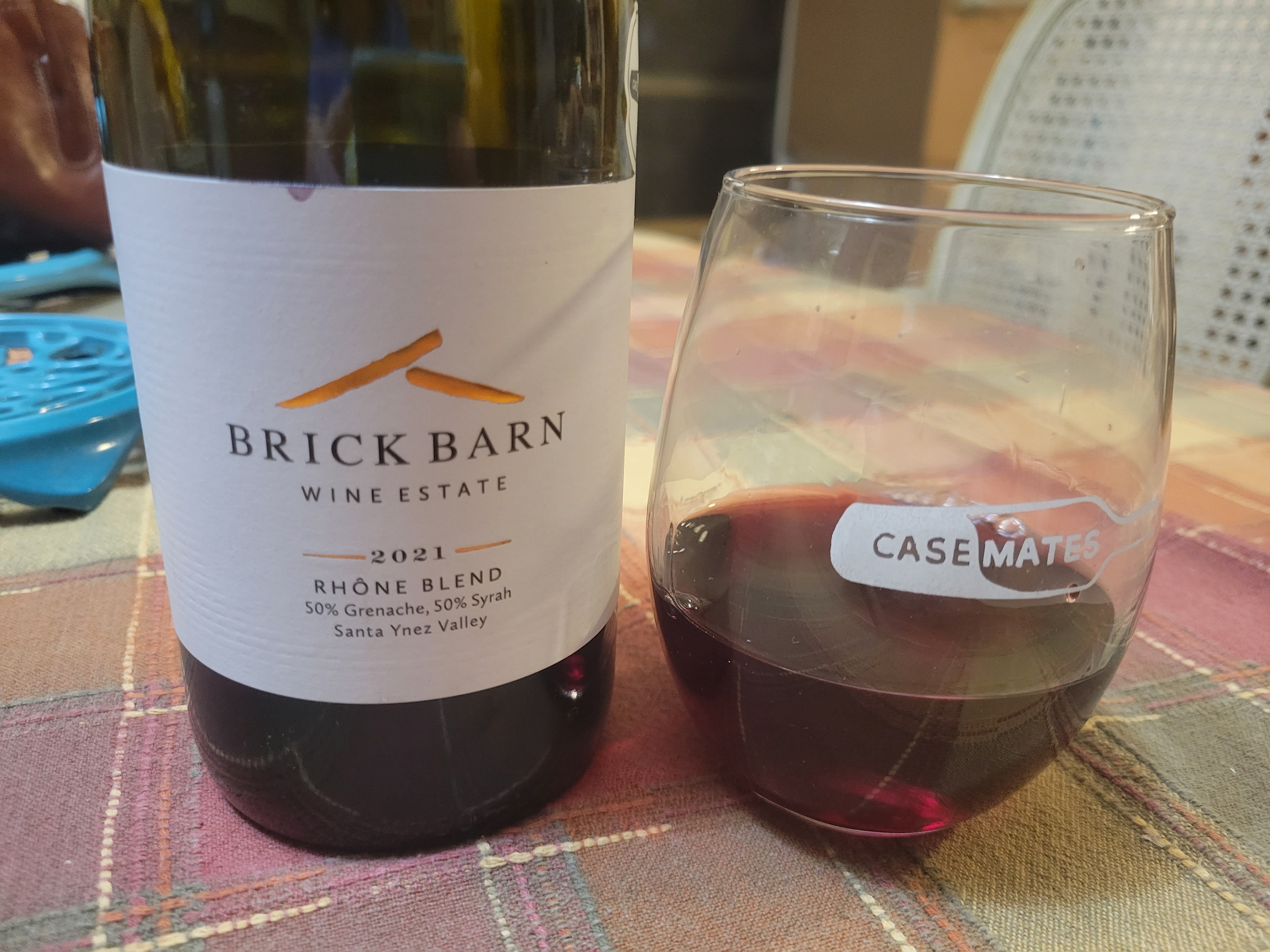 Brick Barn bottle and wine in a Case Mates glass