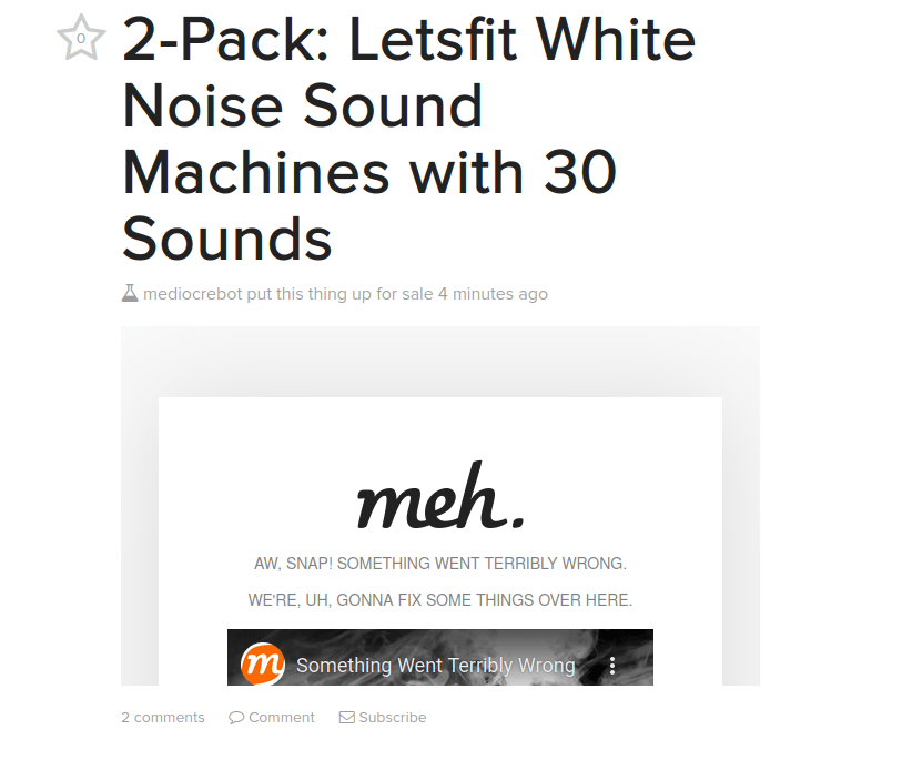 Meh 2Pack Letsfit White Noise Sound Machines with 30 Sounds
