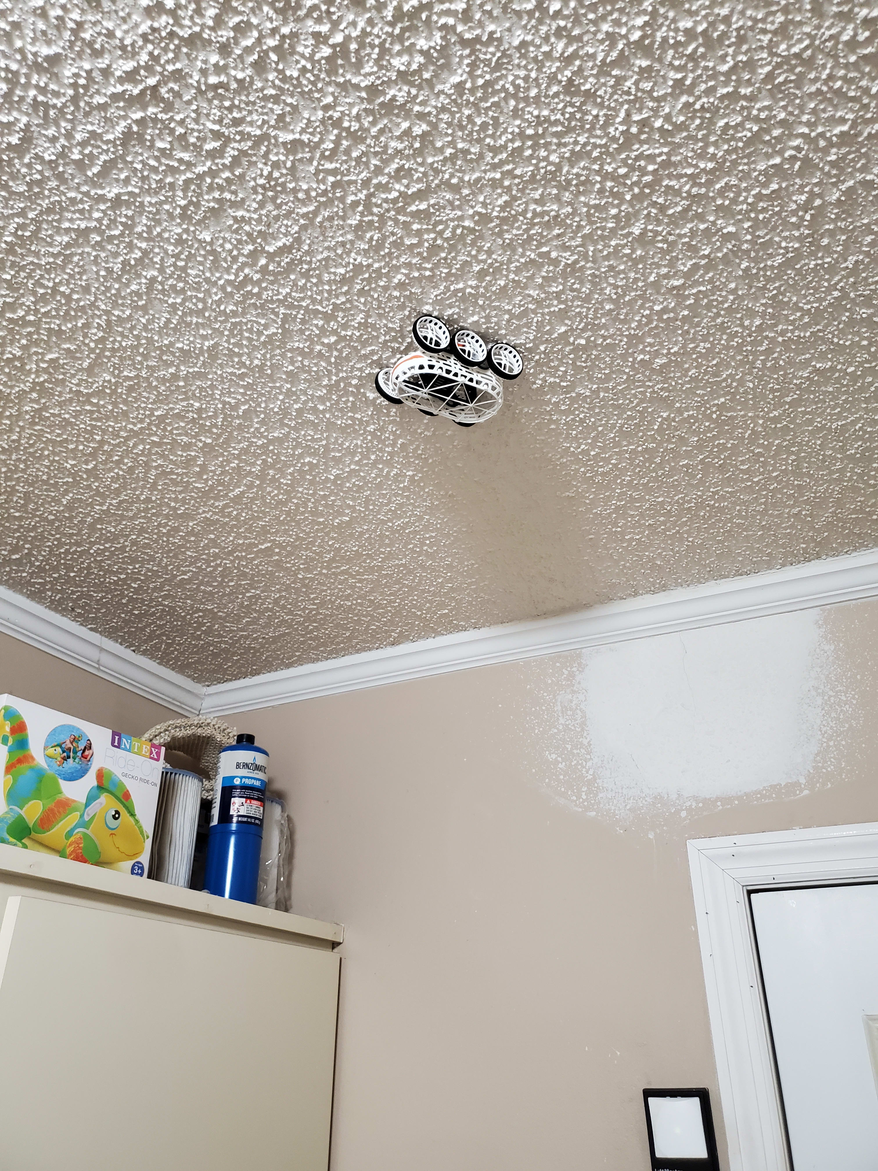 Exploring the laundry room ceiling.