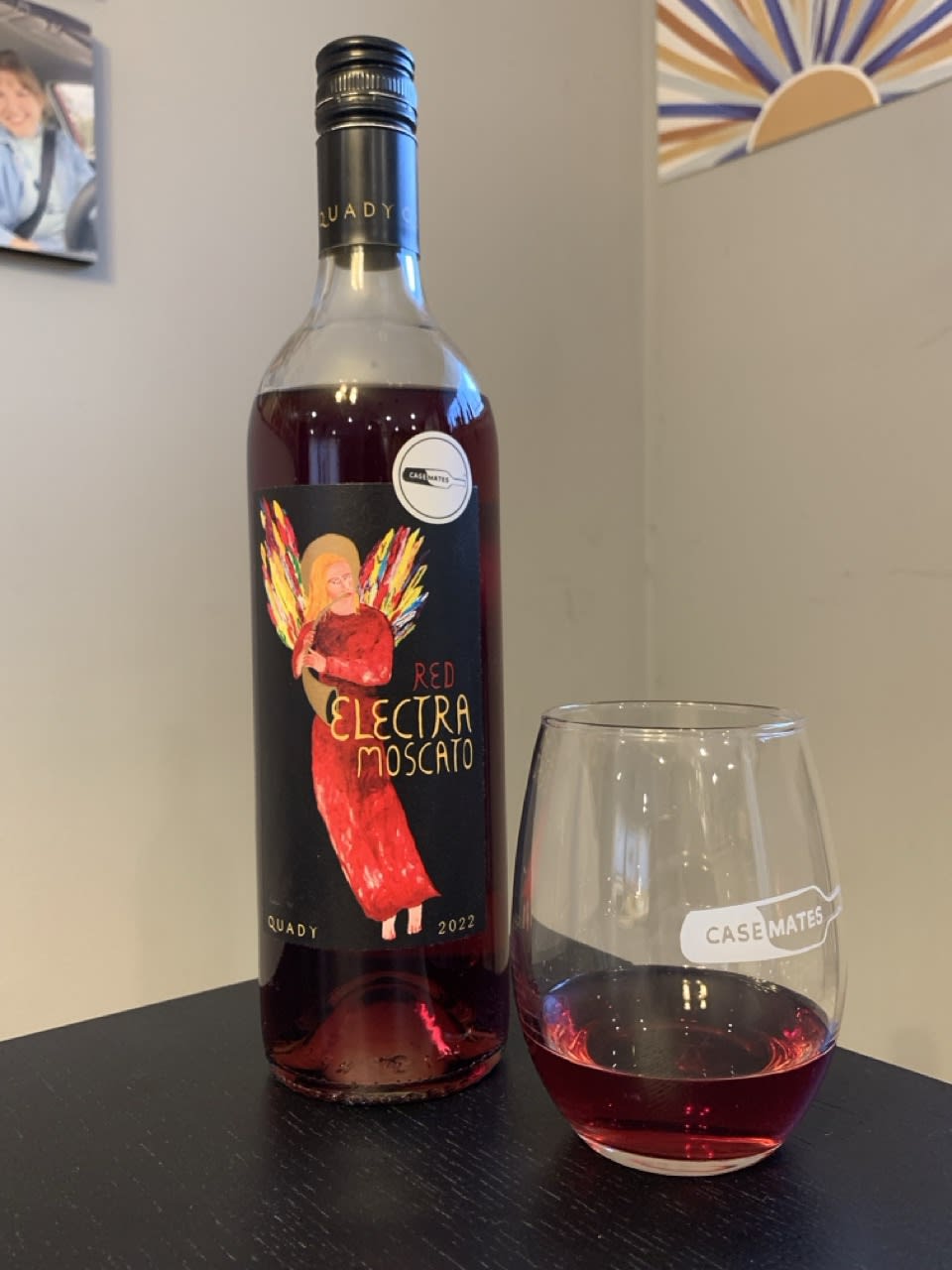 Red Electra Moscato bottle and glass