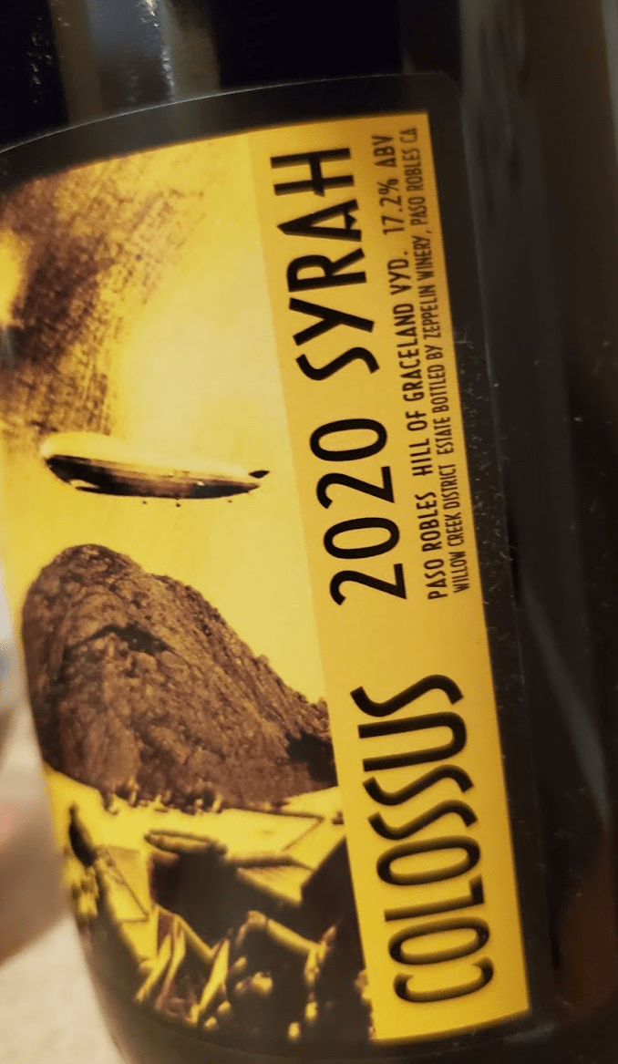 2020 Colossus Syrah label