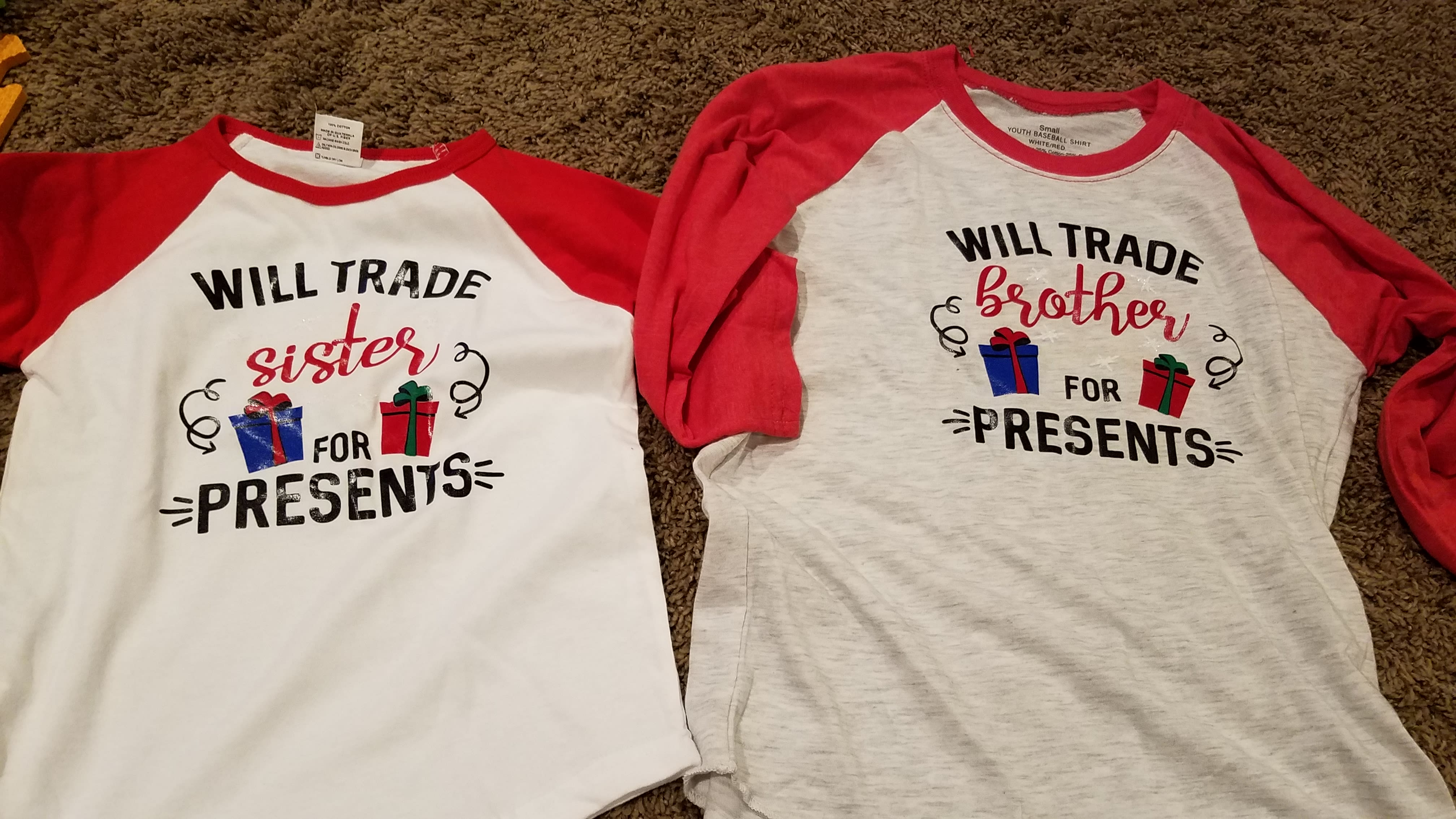 will trade sister/brother for presents shirts