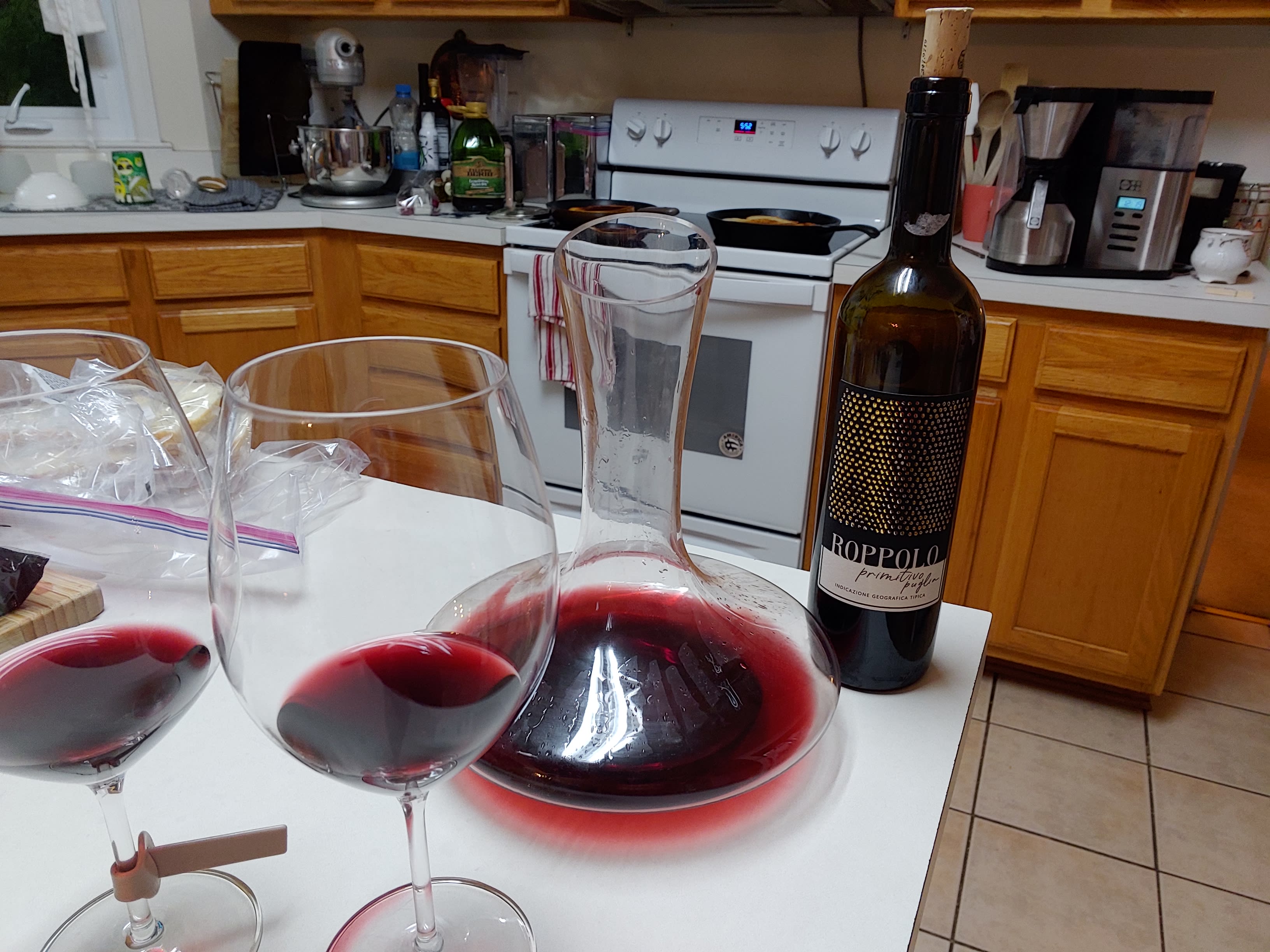 glasses and decanter