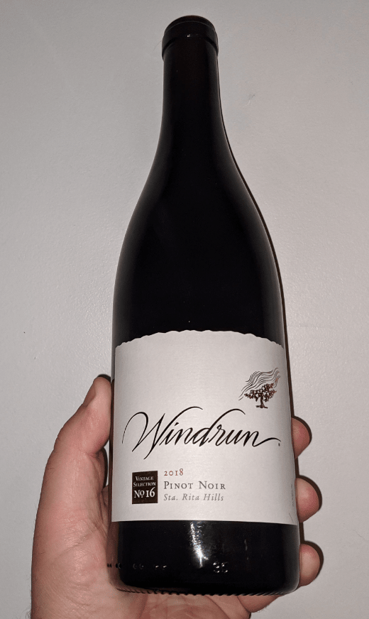 Bottle of 2018 Windrun Pinot Wine