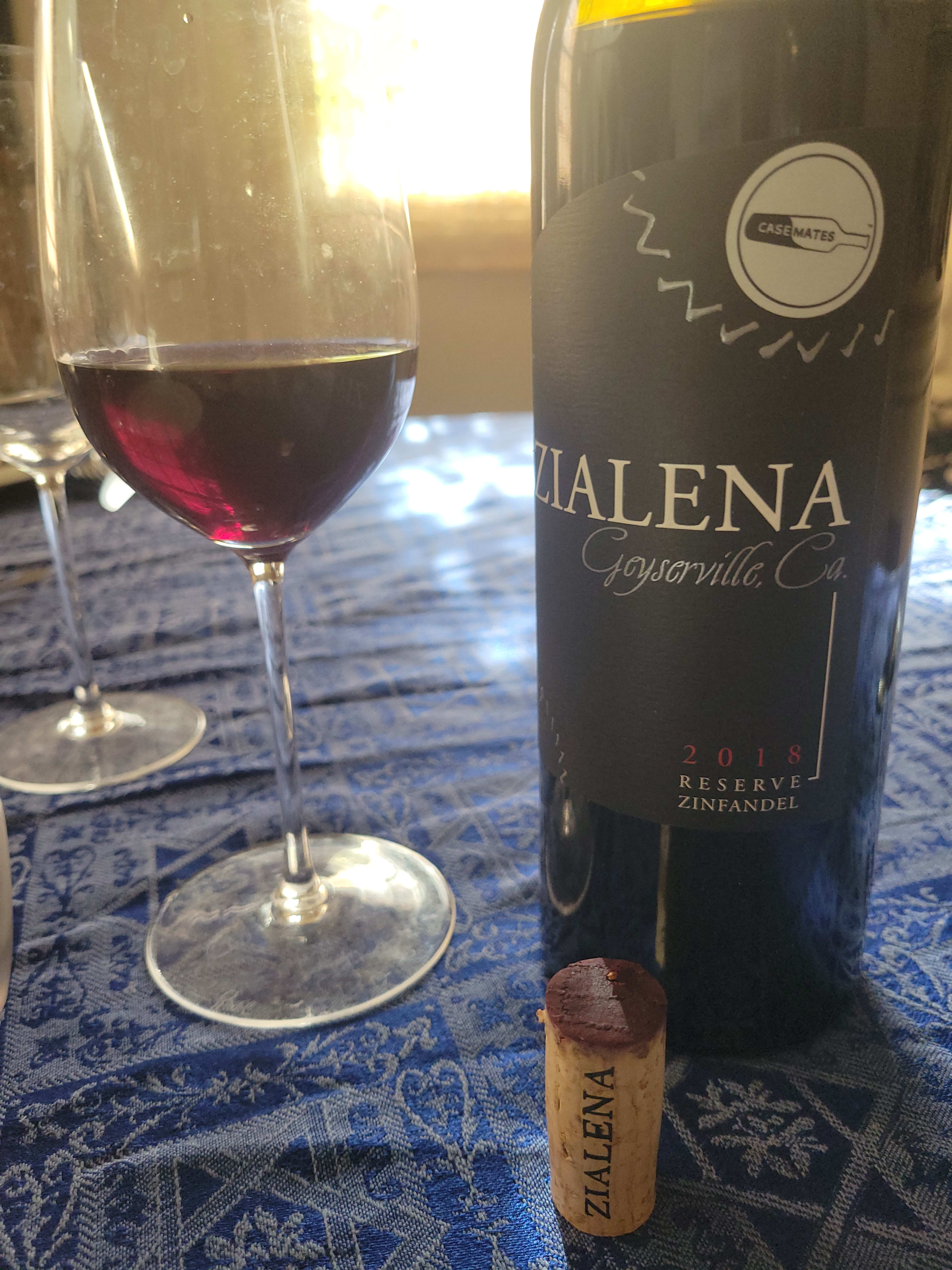 front label with glass and cork