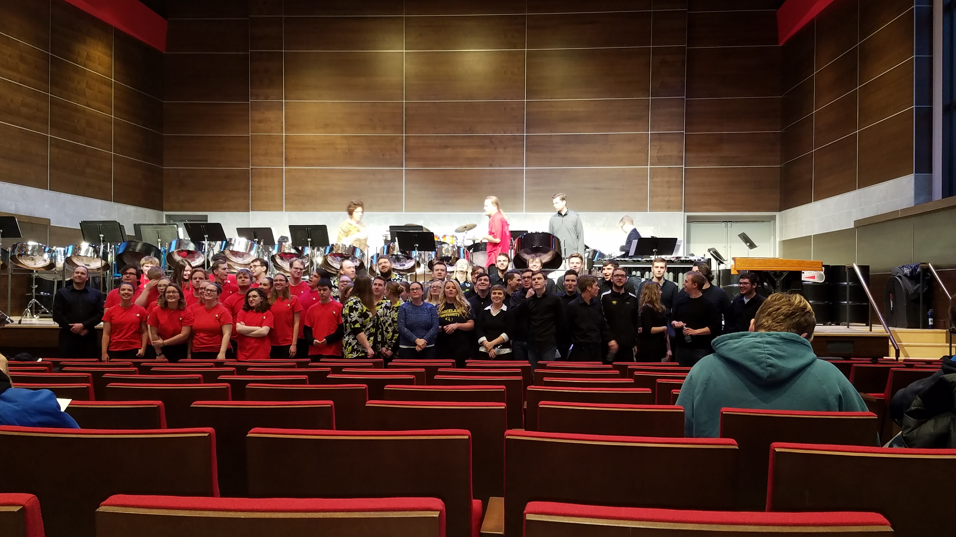 58 steel drum players and percussionists