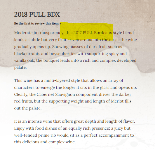 Product description of 2018(2017?) PULL BDX from Broken Earth website