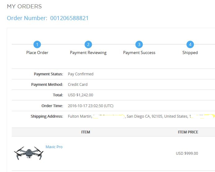 screen cap of order form