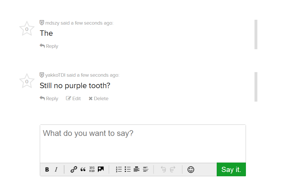 Just type a full comment!