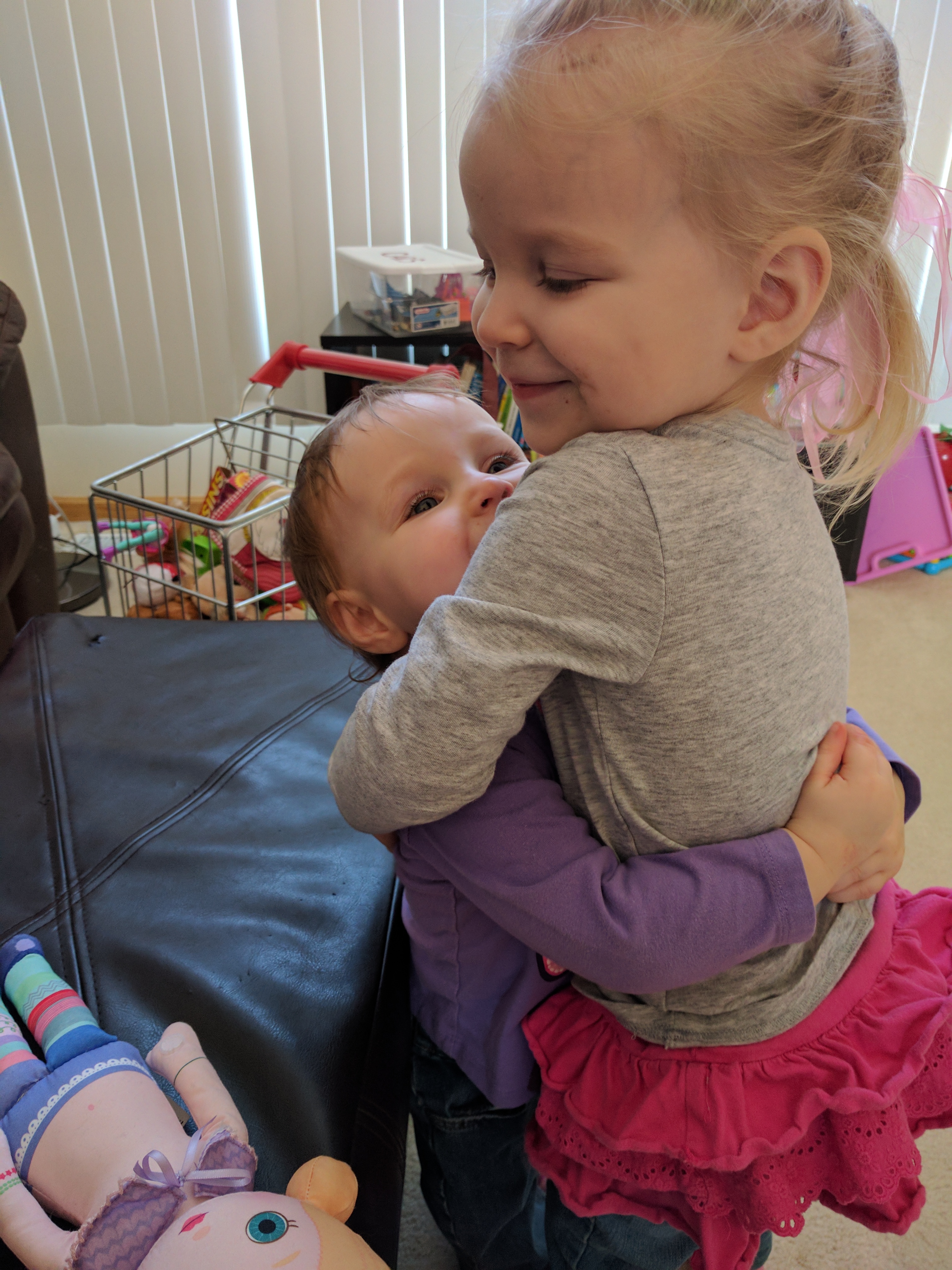 I asked my girls to give each other hugs and smile.  Hope this helps you feel better.Wow.  I haven't been active on here in way too long, thanks for thinking of me!