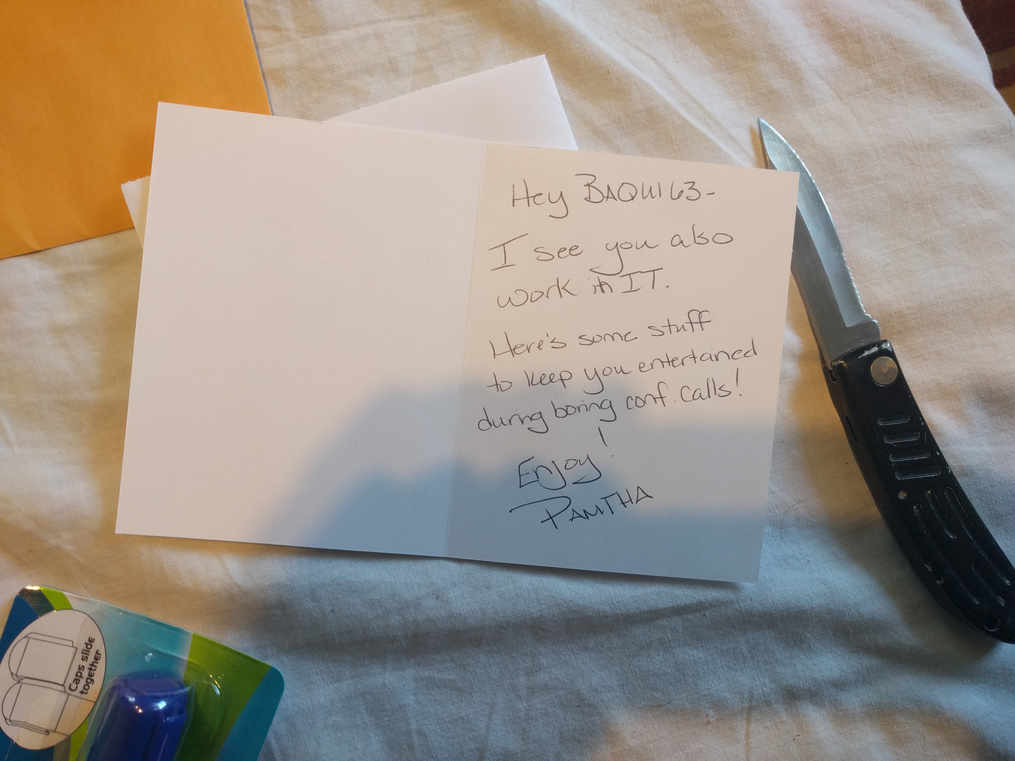 And the contents of said card