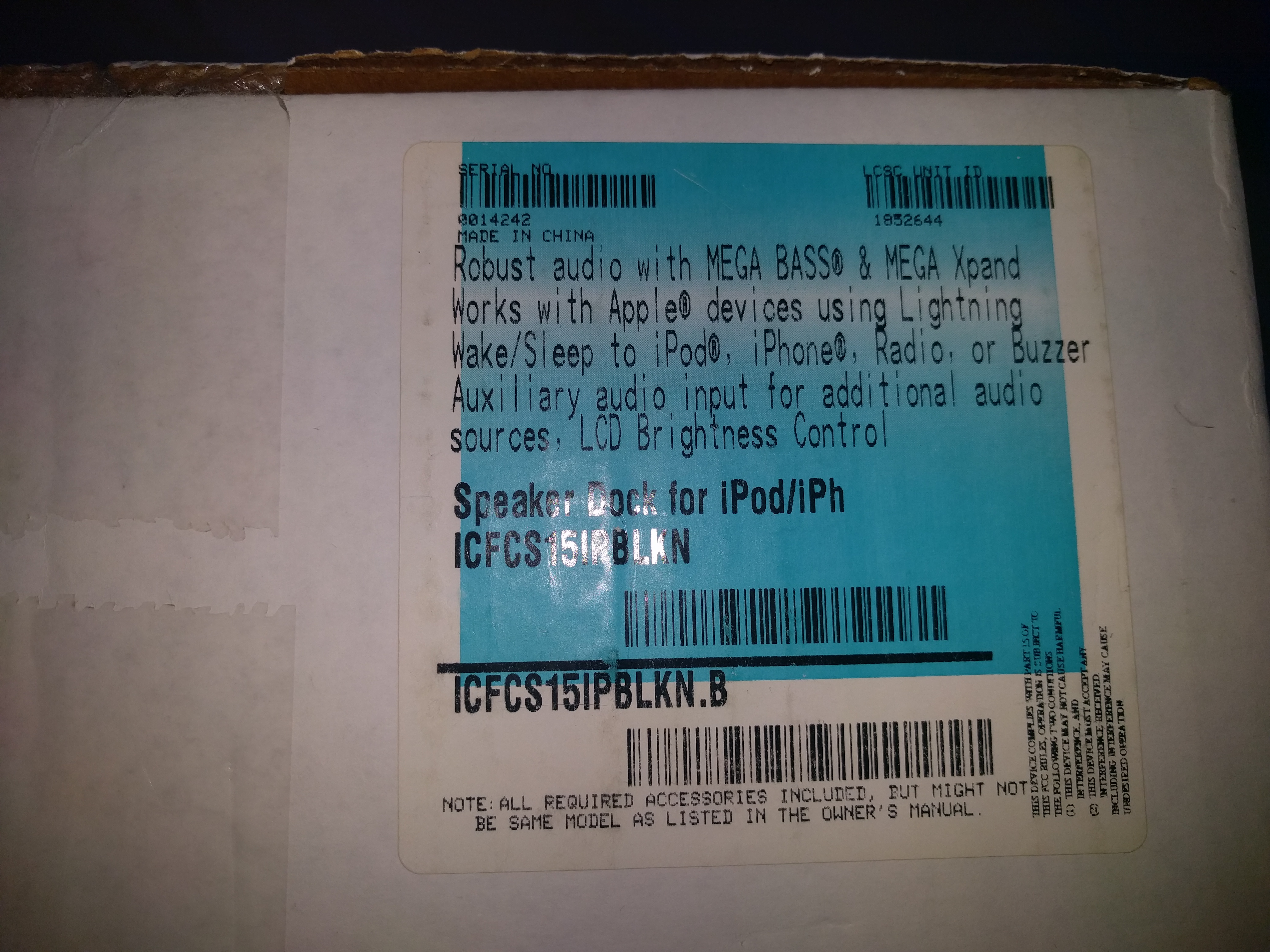 closeup of the Speaker Dock info