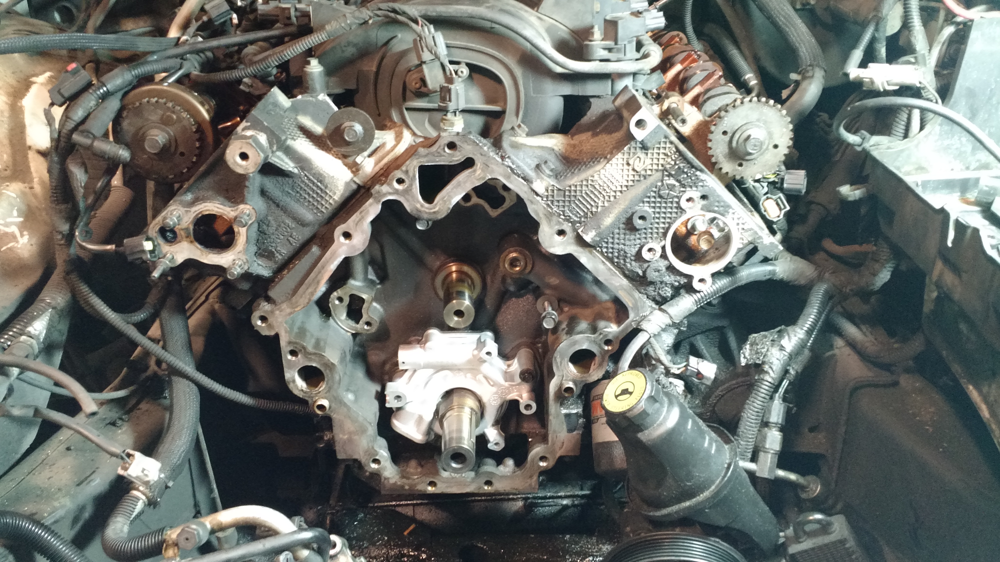 Torn apart truck engine