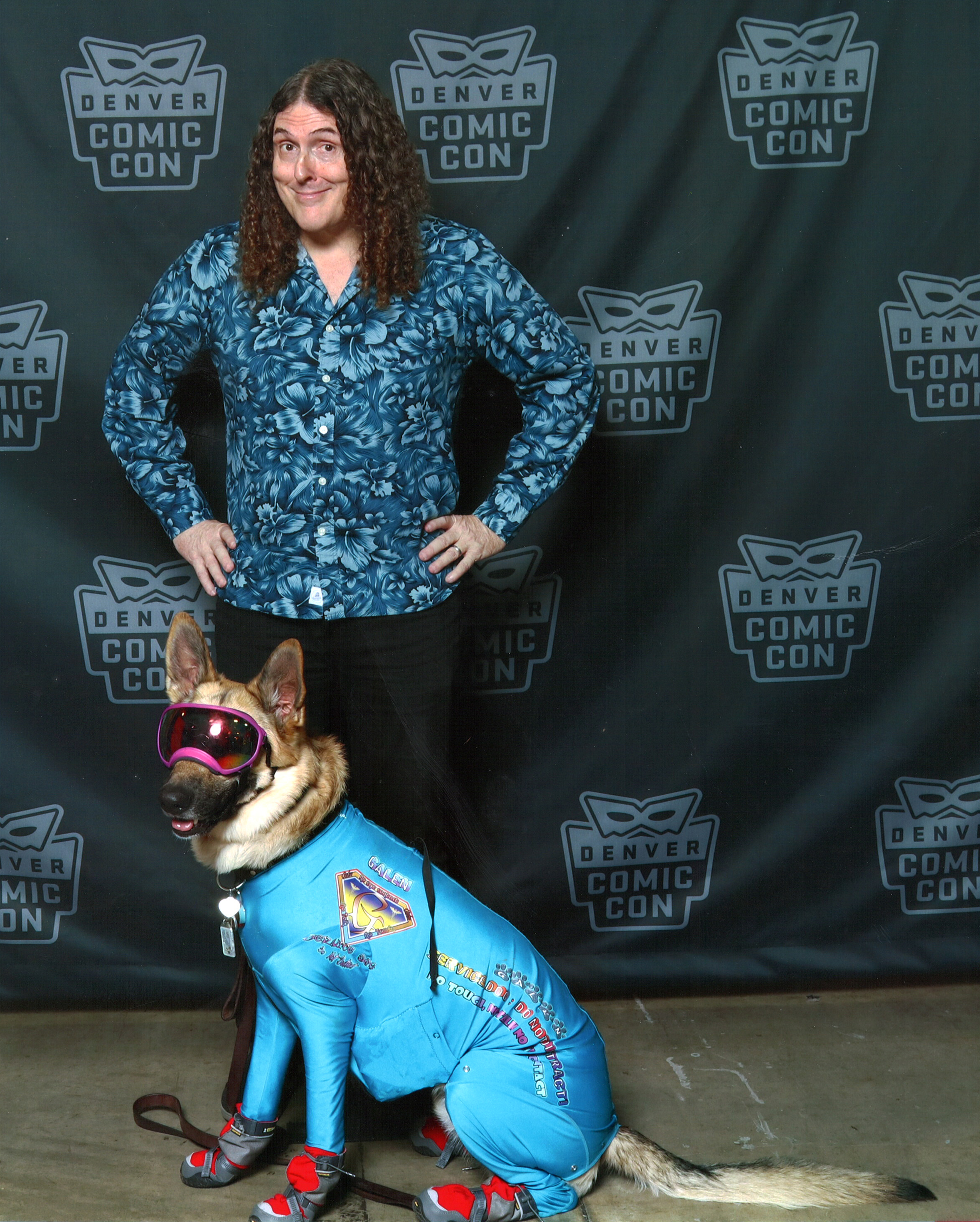 Galen the Service Dog (Mountain Goat) with Weird Al Yankovic at Denver Comic Con 2017 on 6-25 2017 
