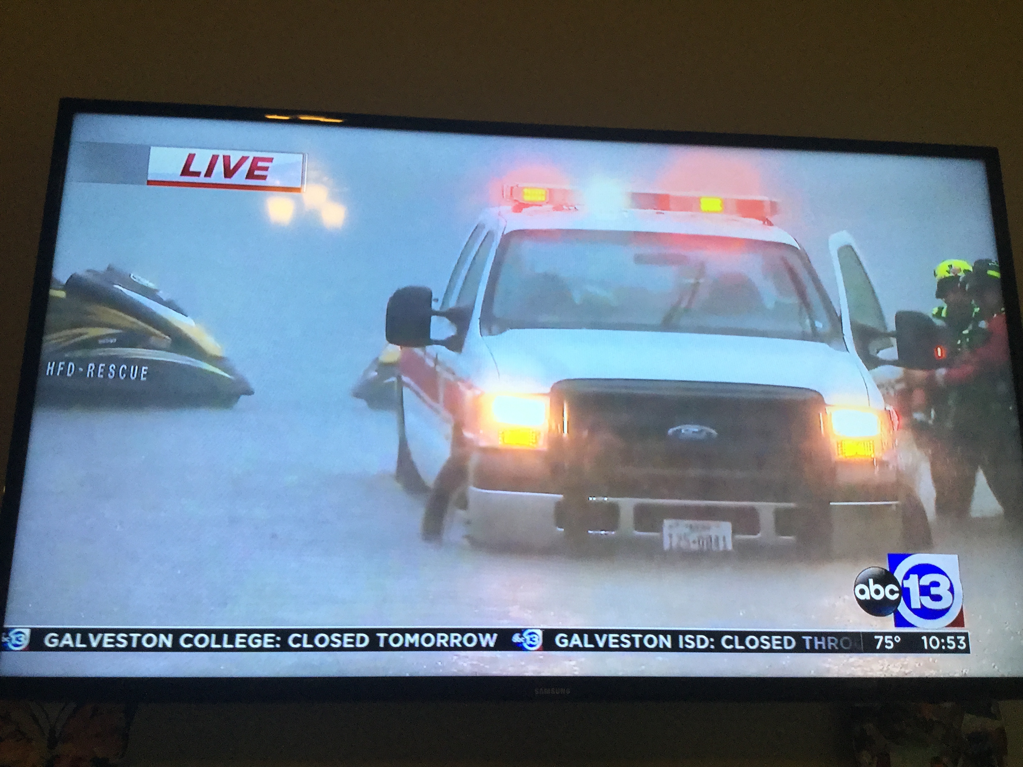 HFD putting jet skis in the water to rescue people 