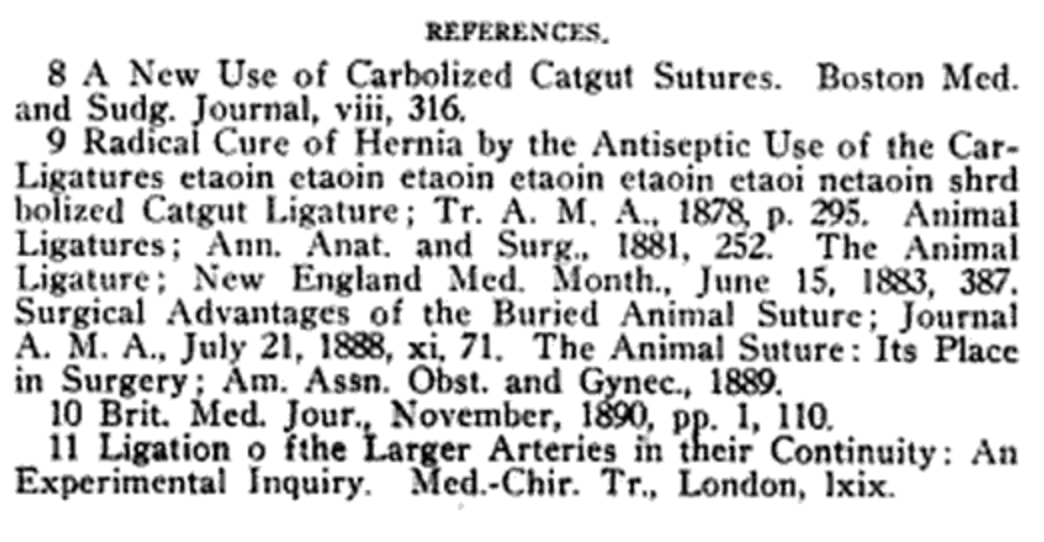 Footnotes from an article in The Lancet-Clinic, Nov. 1912