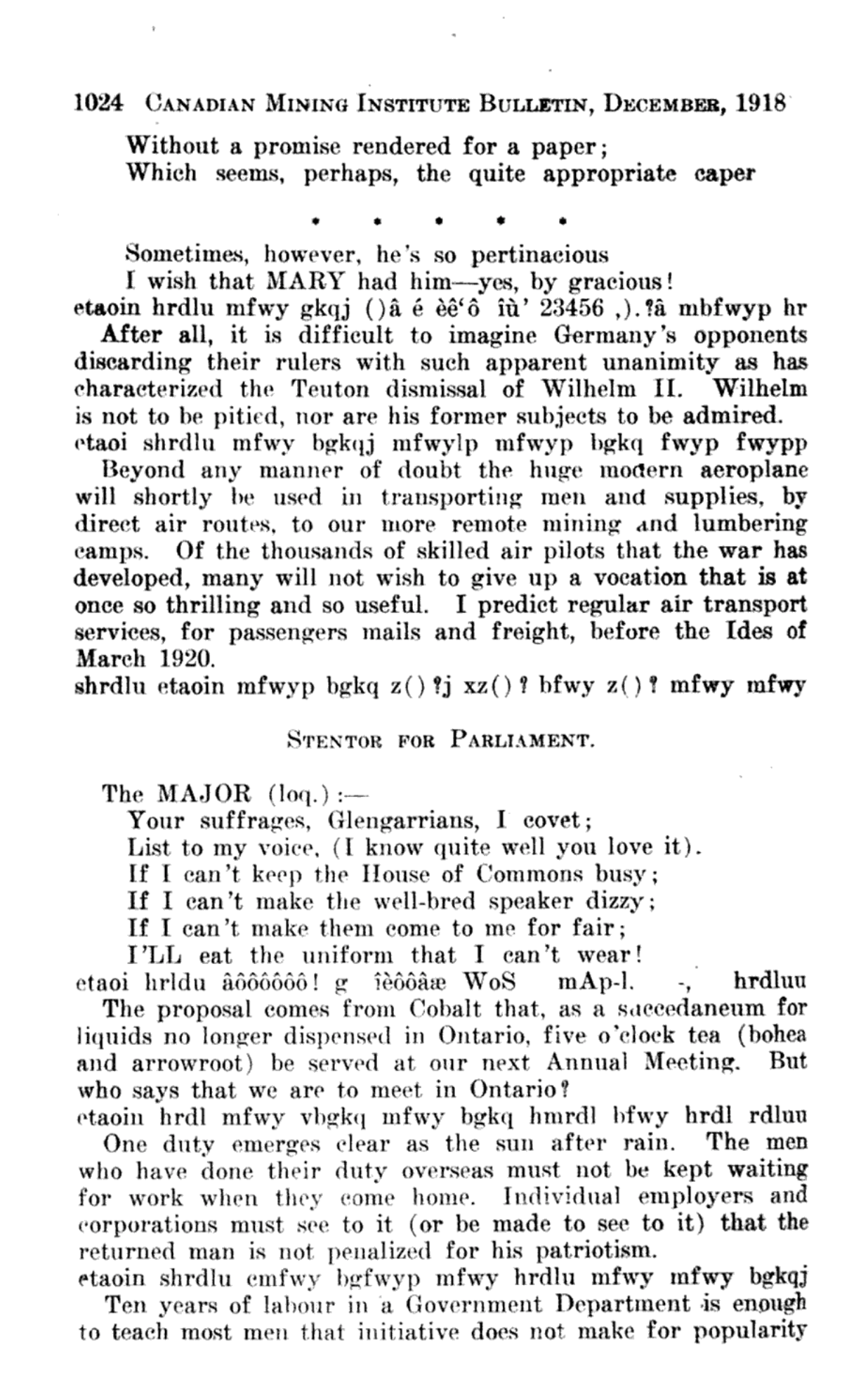 Monthly Bulletin of the Canadian Mining Institute, 1918 