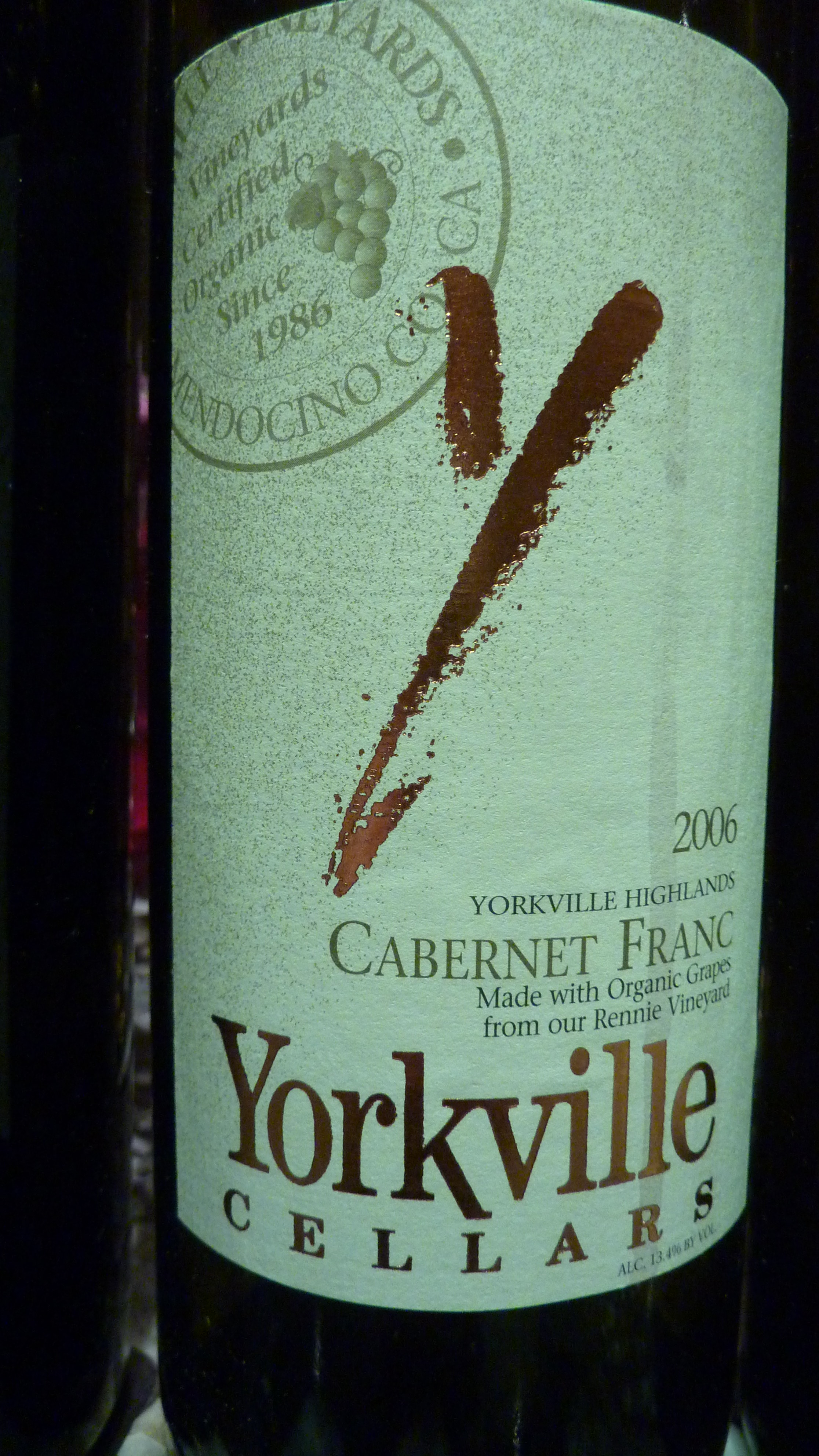 2006 Yorkville Cellars Cabernet Franc Rennie Vineyard