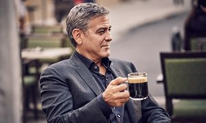 George Clooney is a big boy and needs a big cup.