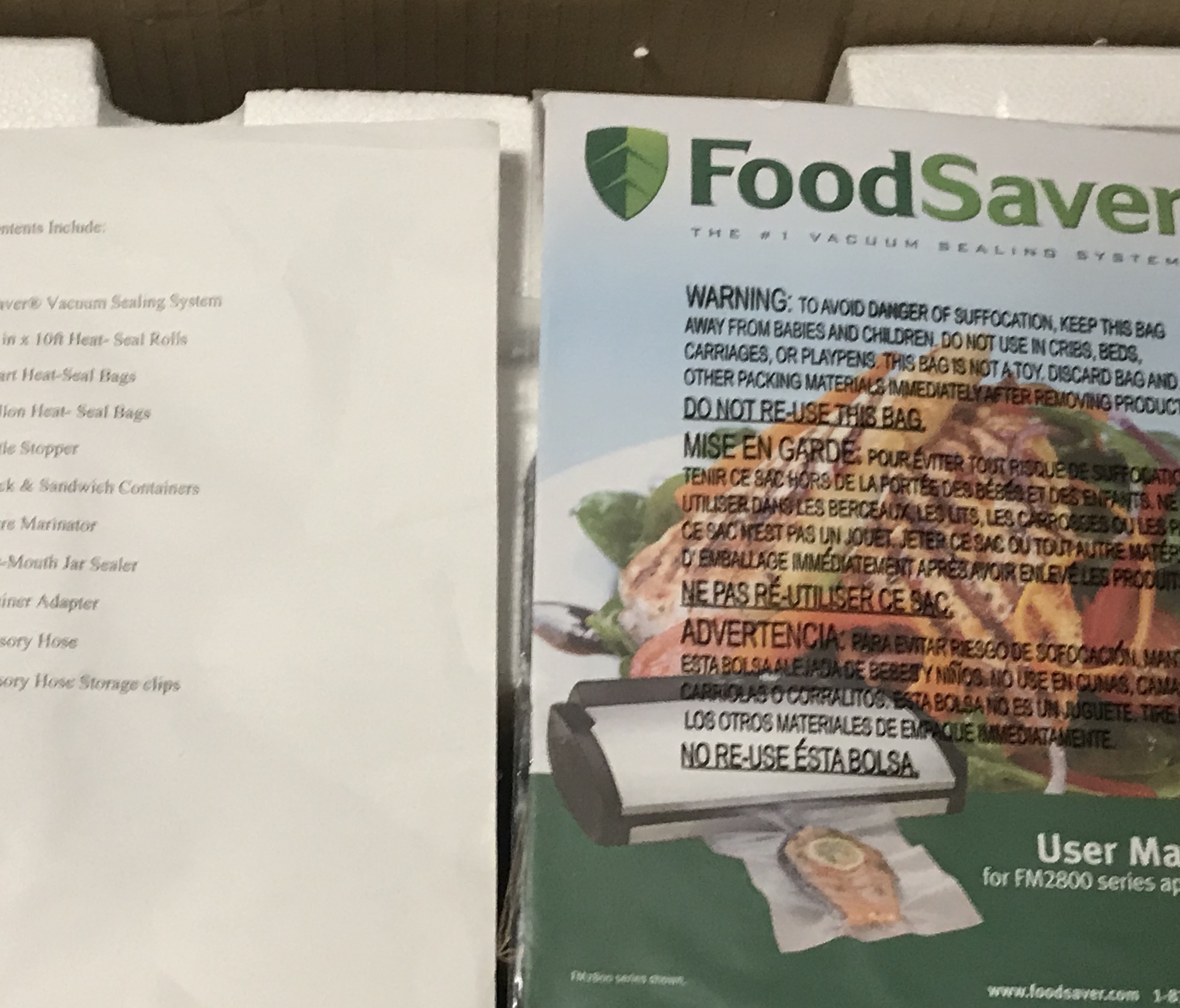 food saver instructions and list 
