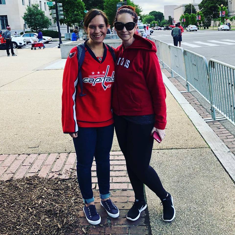 From the parade - Me in the hoodie, my sister who I indoctrinated into hockey 20 years ago when she was just 14