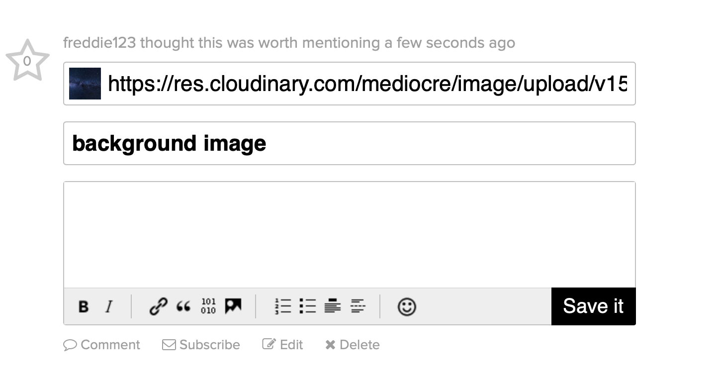 screenshot of a topic being edited